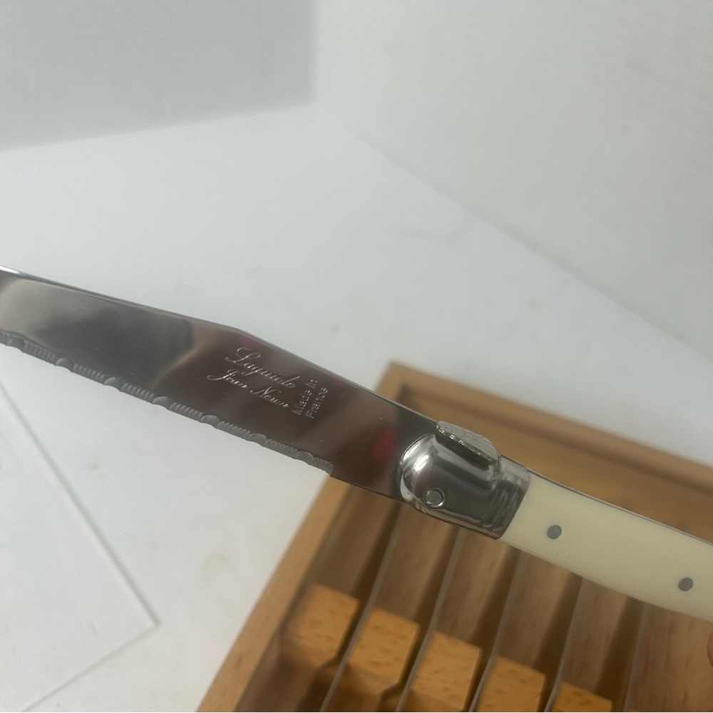 NEW Laguiole France Jean Nero Steak Knife Set 6 Resin Handle  Color 9” Chef - Picture 3 of 5
